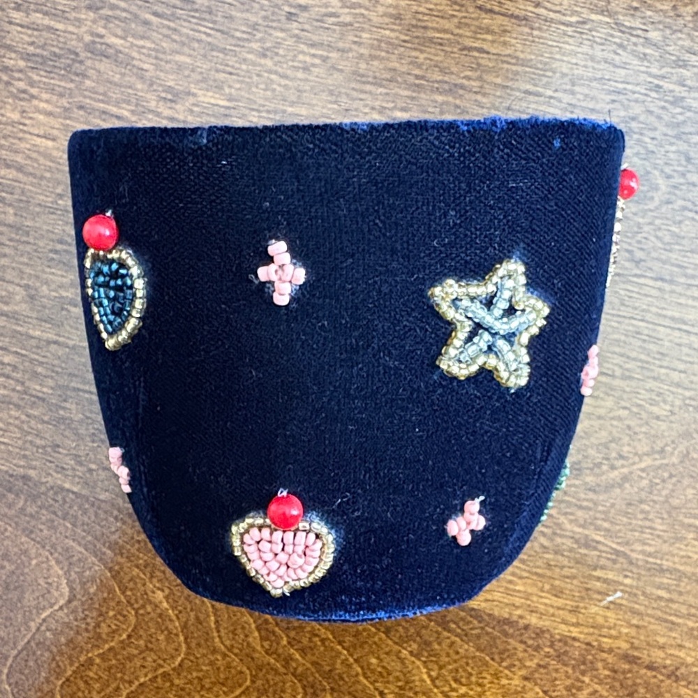 Anthropologie Navy Beaded Candle Holder - Picture 4 of 8